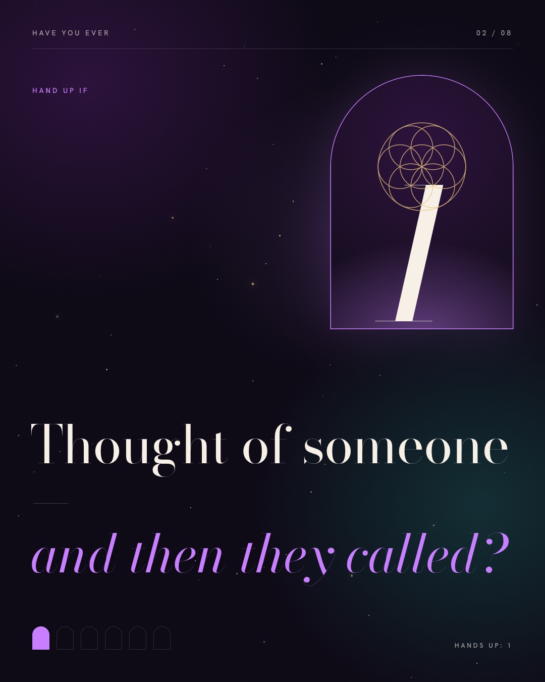 Thought of someone, and then they called?