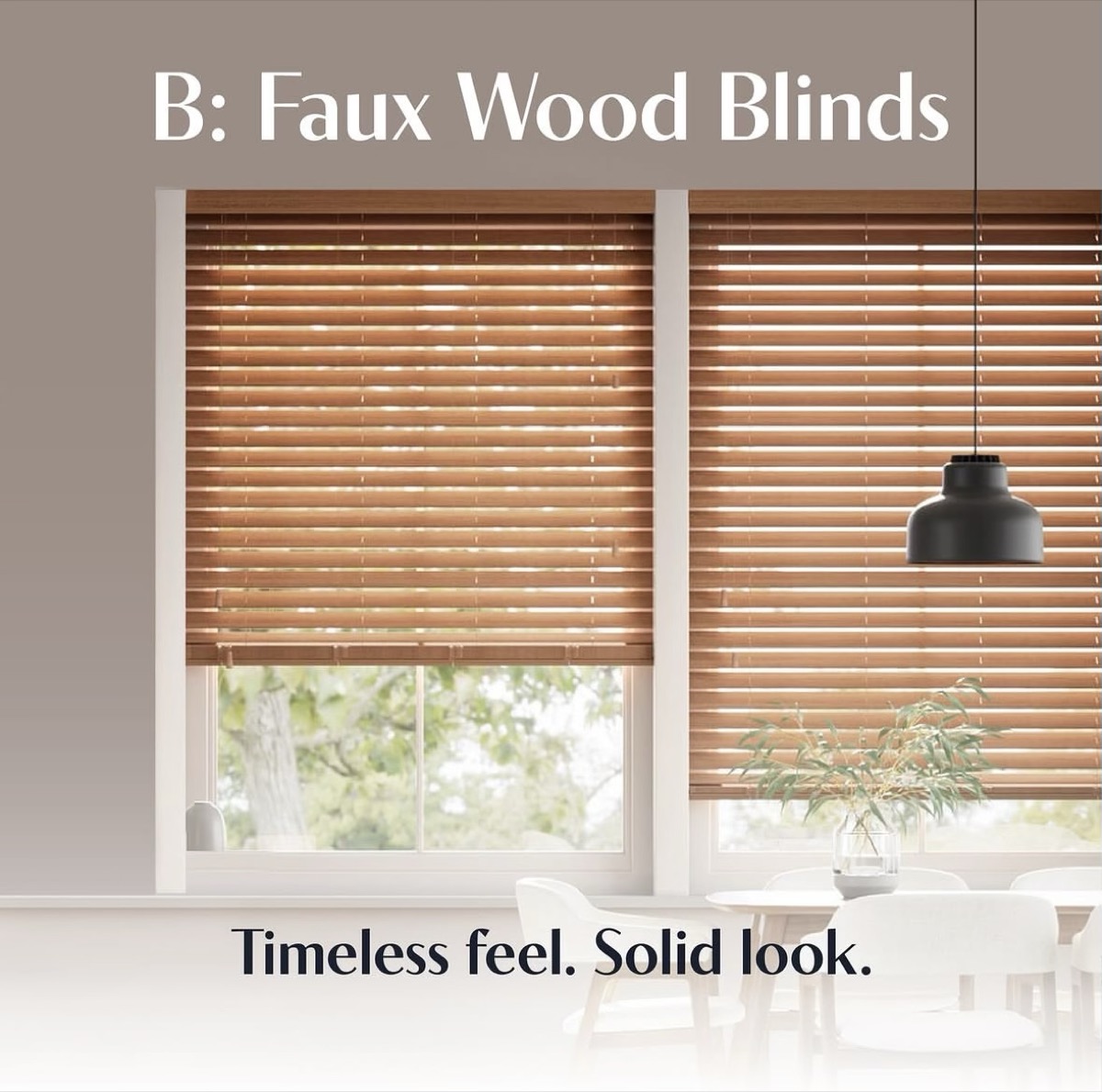 Faux wood blind, as it appeared in the advert